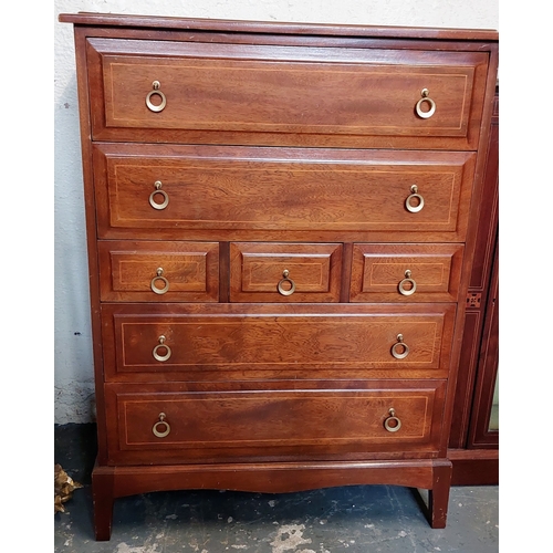 312 - Inlaid Mahogany Tallboy 7 Drawer Chest - C. 80cm W x 50cm D x 108cm H