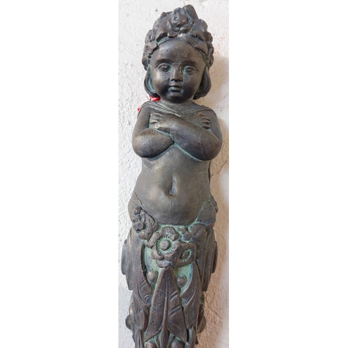 324 - Pair of Moulded Wall Mount Cherub Figures - C. 70cm H