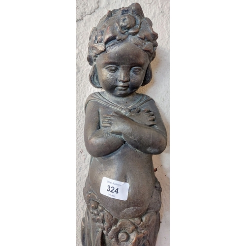 324 - Pair of Moulded Wall Mount Cherub Figures - C. 70cm H