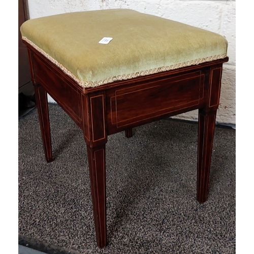 327 - Inlaid Rosewood Padded Seat Lift Top Piano / Dressing Stool