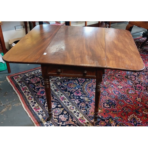 338 - Mahogany Drop Leaf Table with Drawer to One End - C. 106cm W x 62cm D x 72cm H