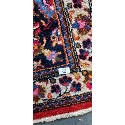 339 - Large Red Iranian Hand Knotted Woolen Carpet Square - C. 360cm x 255cm