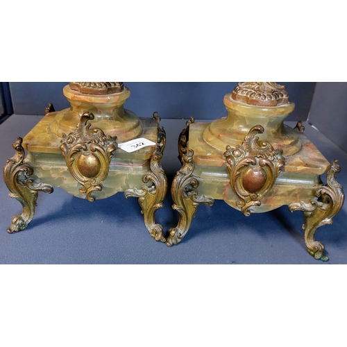 342 - Pair of Gilt Metal and Marble Candle Sconces - C. 34cm H