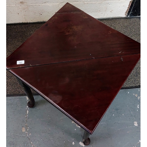 343 - Georgian Mahogany Triangular Drop Leaf Occasional Table - 82cm W x 49cm D x 75cm H (Opens into Squar... 