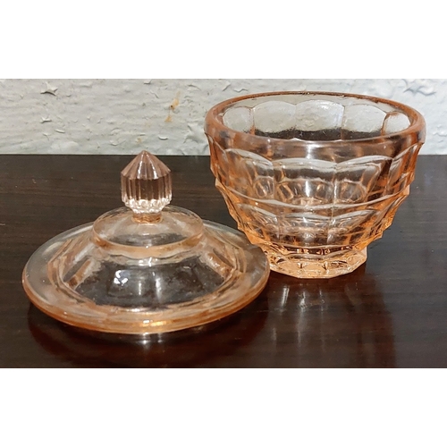 346 - Pink Glass Dressing Table Set