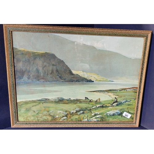 365 - Framed Coastal Scene Print - C. 58cm W x 44cm H