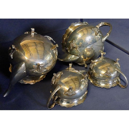 375 - Heavy Silver Plate Tea & Coffee Service