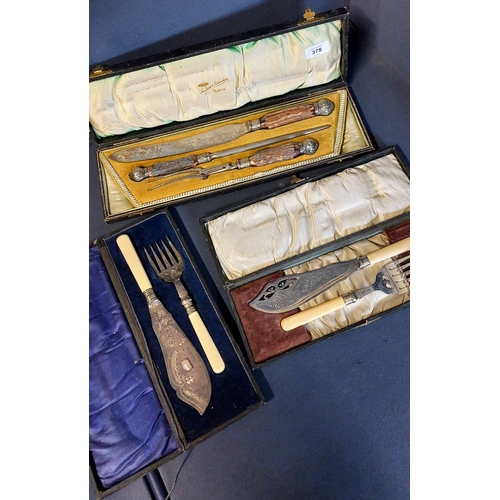 378 - 2 Cased Pastry Sets and Cased Carving Set