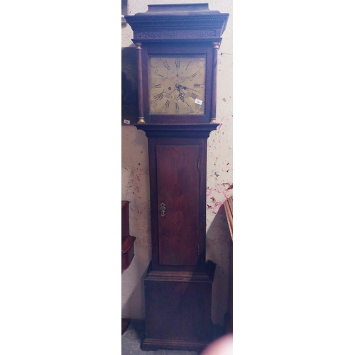 383 - Oak Case Brass Dial Longcase Clock