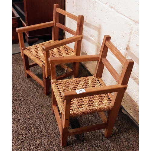 389 - Pair of Children's Rush Seat Armchairs