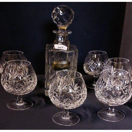 397 - Set of 6 Brandy Glasses and Decanter