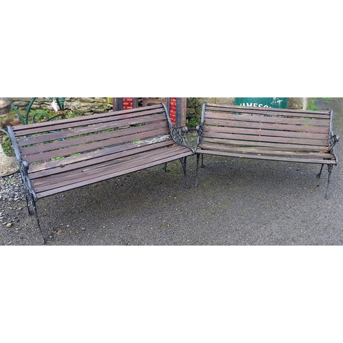 425 - 2 Metal End Garden Benches - C. 126cm W