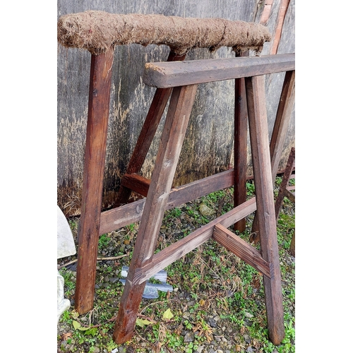 438 - 2 Wooden Trestles - C. 100cm H