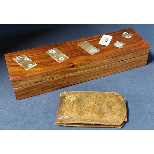 458 - Inlaid Wooden Cased Dominoes Set & Pocket Dominoes Set