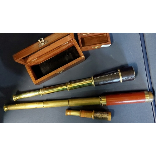 460 - 3 Telescopes - inc Wooden Boxes