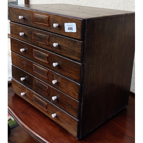 486 - Neat Edwardian Oak Specimen Cabinet with 6 Drawers - C. 33cm W x 24cm D x 32cm H