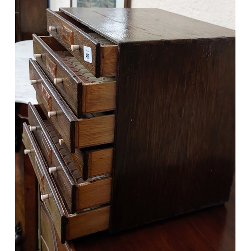 486 - Neat Edwardian Oak Specimen Cabinet with 6 Drawers - C. 33cm W x 24cm D x 32cm H