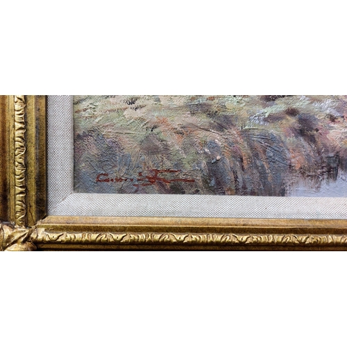 491 - Gilt Framed Slemish Mountain Oil on Canvas - Artist Signed Conor J - C. 57cm W x 47cm H