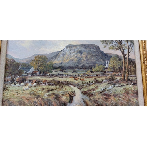 491 - Gilt Framed Slemish Mountain Oil on Canvas - Artist Signed Conor J - C. 57cm W x 47cm H