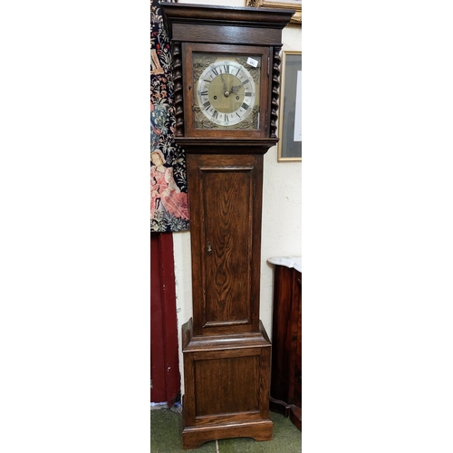 493 - 1920's Oak Eight Day Grandmother Clock