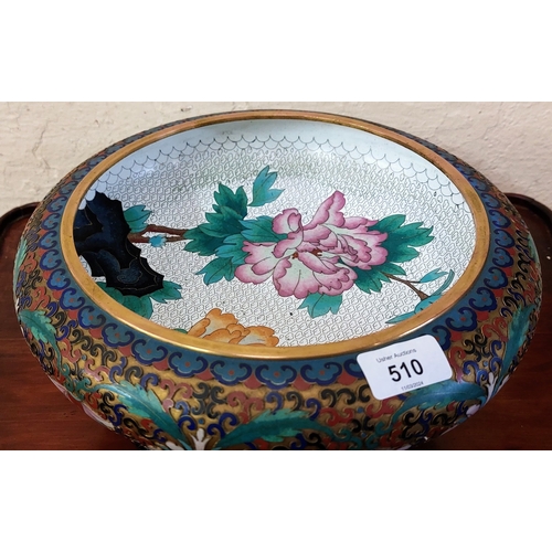 510 - Large Chinese Cloisonne Bowl & Stand - C. 31cm W