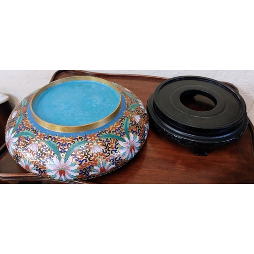 510 - Large Chinese Cloisonne Bowl & Stand - C. 31cm W