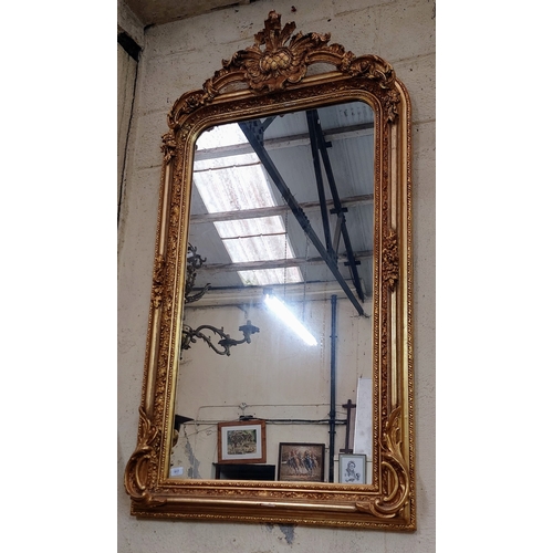 517 - Ornate Gilded Overmantle Mirror - C. 84cm W x 160cm H