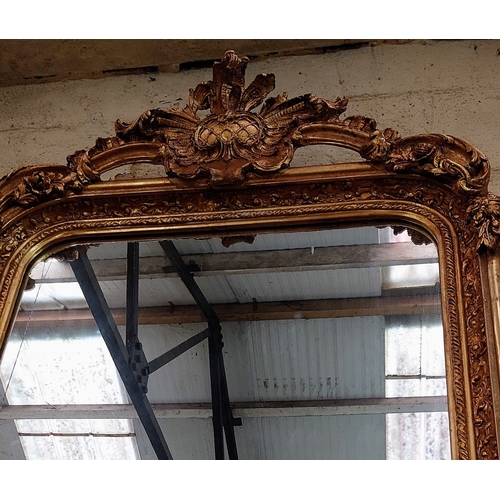 517 - Ornate Gilded Overmantle Mirror - C. 84cm W x 160cm H