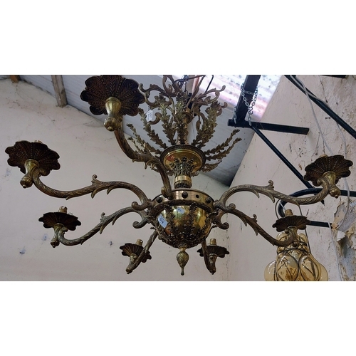 519 - 8 Branch Ornate Brass Chandelier - C. 90cm W x 70cm H - ex Meath Estate House