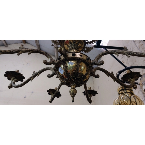 519 - 8 Branch Ornate Brass Chandelier - C. 90cm W x 70cm H - ex Meath Estate House