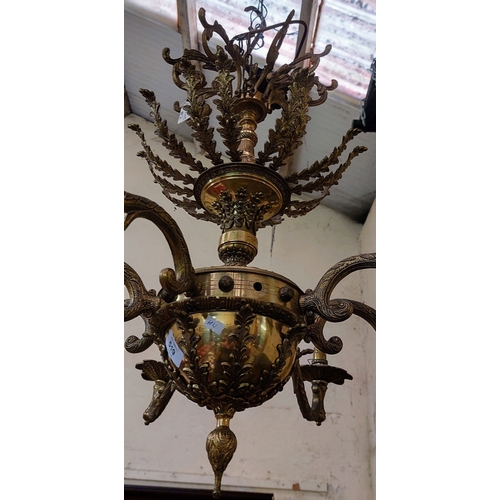 519 - 8 Branch Ornate Brass Chandelier - C. 90cm W x 70cm H - ex Meath Estate House