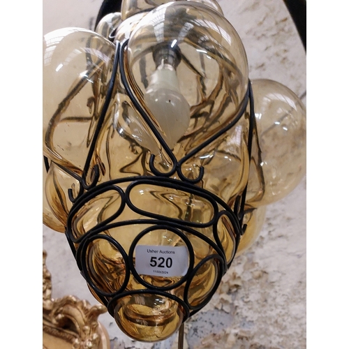 520 - Contemporary Bubble Amber Glass Hall Light - C. 28cm W x 40cm H