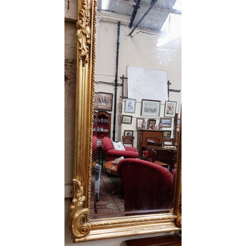 535 - Pair of Highly Decorative Gilded Pier Mirrors with Pronounced Bust of Lady - C. 50cm W x 180cm H