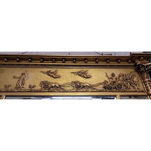 555 - Adam Style Gilt Framed Overmantle Mirror - C. 143cm W x 91cm H