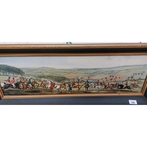 556 - Pair of Framed Hunting Prints - C. 81cm W x 32cm H