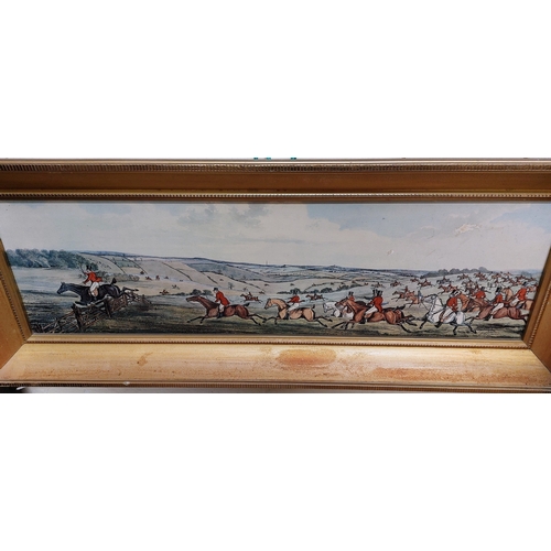 556 - Pair of Framed Hunting Prints - C. 81cm W x 32cm H