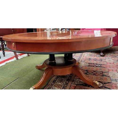 563 - Large Circular Inlaid Coffee Table - C. 113cm W x 53cm H