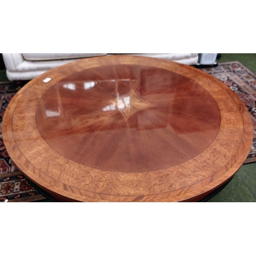 563 - Large Circular Inlaid Coffee Table - C. 113cm W x 53cm H