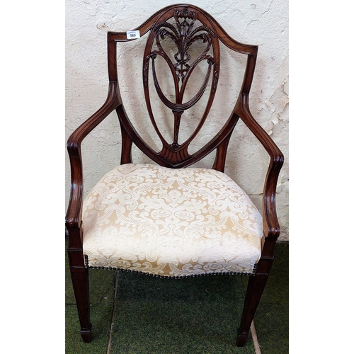 580 - Hepplewhite Style Carved Mahogany Occasional Armchair