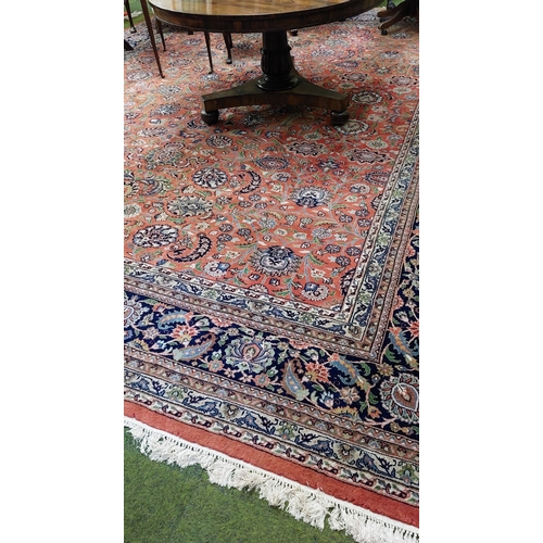 610 - Large Red Iranian Hand Knotted Woolen Carpet Square - C. 455cm x 365cm