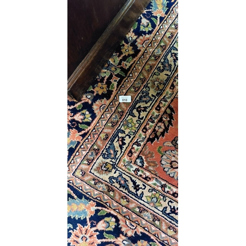 610 - Large Red Iranian Hand Knotted Woolen Carpet Square - C. 455cm x 365cm