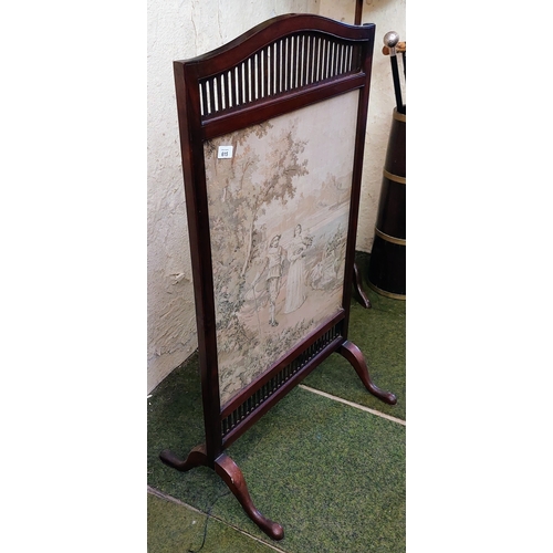 615 - Victorian Mahogany Tapestry Firescreen - C. 59cm W x 102cm H