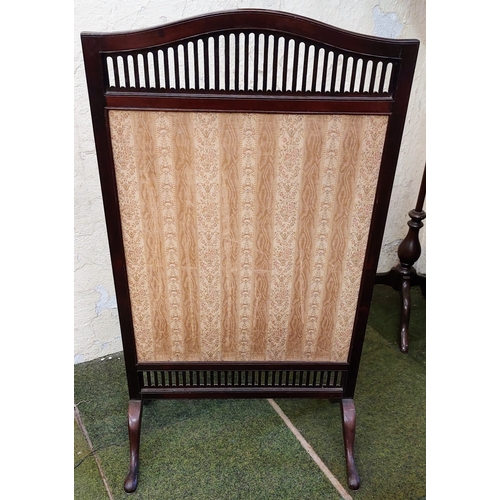 615 - Victorian Mahogany Tapestry Firescreen - C. 59cm W x 102cm H