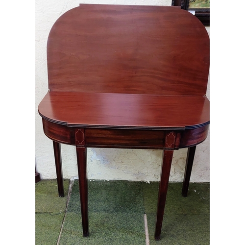 616 - Mahogany Cross Banded & Inlaid Turn Over Leaf Table - C. 90cm W x 45cm D x 74cm H