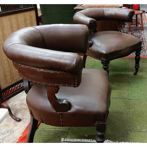 618 - Pair of Victorian Leather Library Tub Chairs