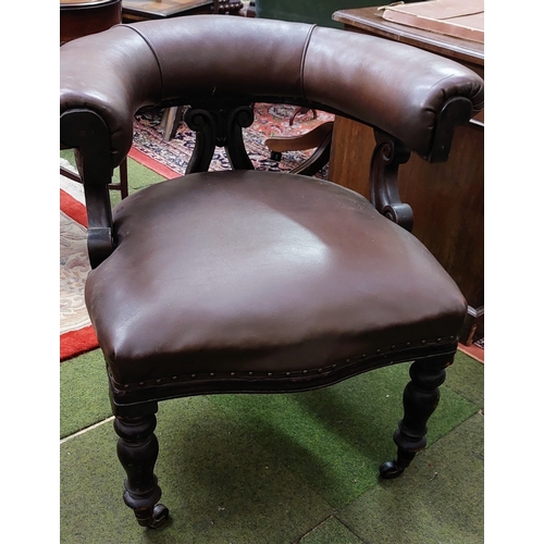 618 - Pair of Victorian Leather Library Tub Chairs