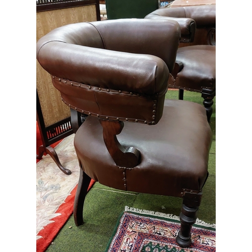 618 - Pair of Victorian Leather Library Tub Chairs