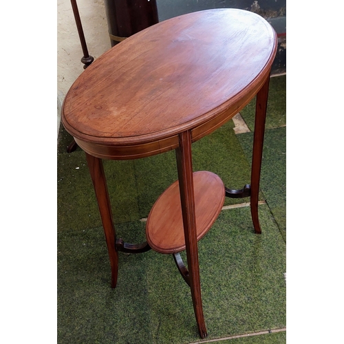 629 - Inlaid Mahogany Oval Occasional Table - C. 67cm W x 40cm D x 74cm H