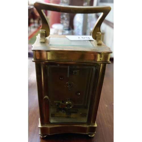 647 - Brass Carriage Clock by Sharman D O'Neill, Belfast - As Found