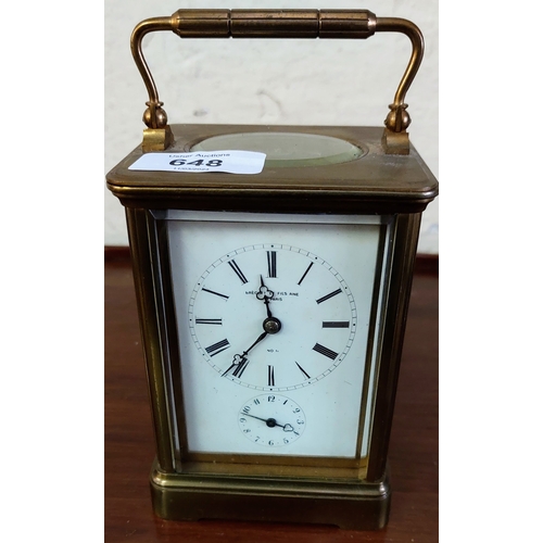 648 - French Brass Carriage Clock by Breguet et Fils, Paris - As Found